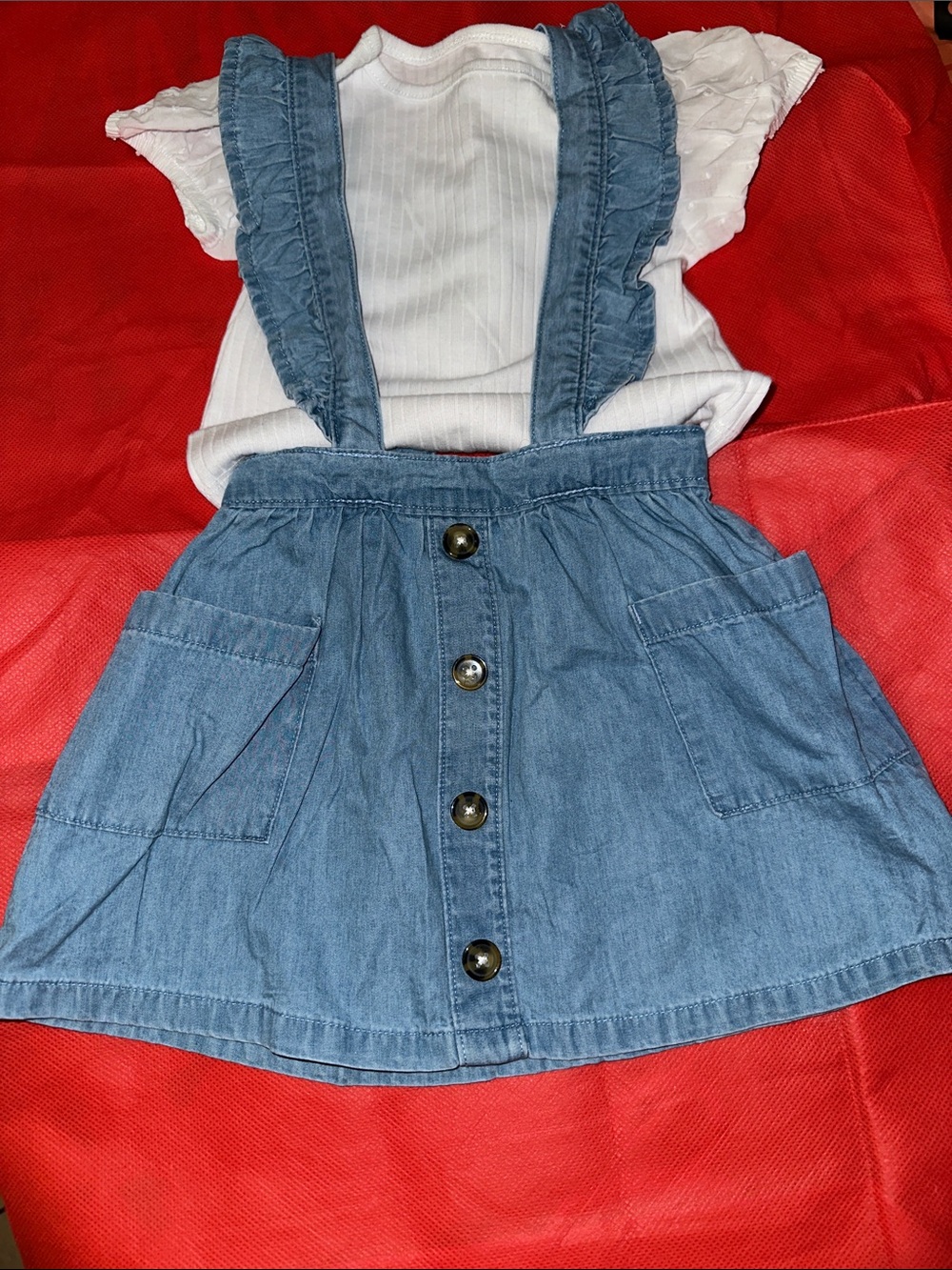 wonder nation Blue Denim Button-Front Suspender Skirt